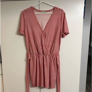 DEX red and white gingham jumpsuit/ romper size L